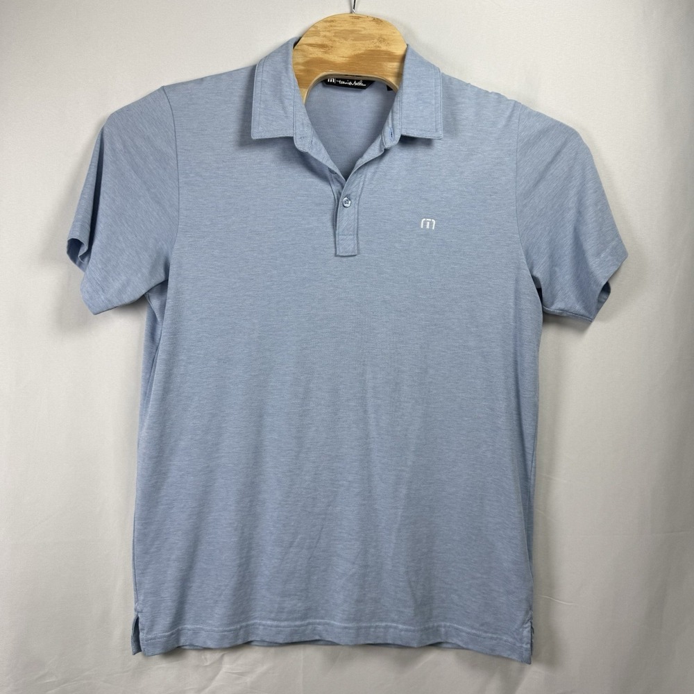 Travis Mathew Shirt Mens LG Blue Polo Golf Performance Pima Cotton Blend Stretch